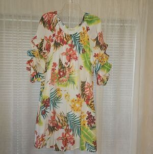 Indigo Rose Tropical Floral Midi Dress